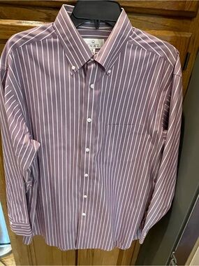 Enro Men's Stripe Button-Down Shirt - Mauve/White